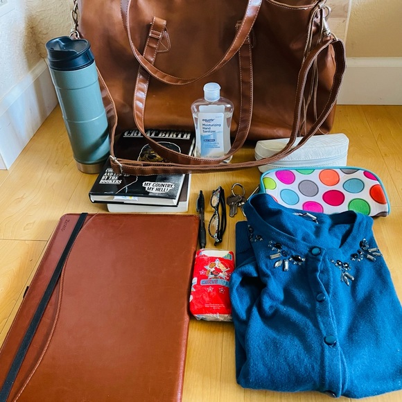 LG High Quality Vegan leather Business Laptop Tote Carry-on Cognac Brown 👜 - Picture 6 of 13